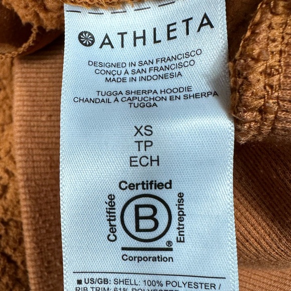 ATHLETA Tugga Sherpa Women's Cattail Brown Hoodie Size XS - Picture 7 of 8